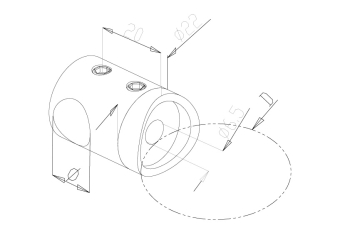 12mm Crossbar Holders - Model 2212 - End CAD Drawing